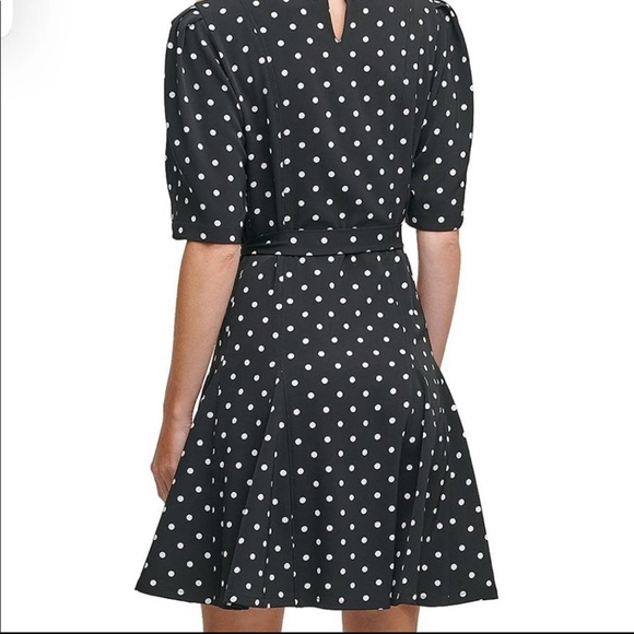 WORN ONCE Classic Dot Twill Elbow Sleeve Fit & Flare Dress size 10 - Picture 4 of 4